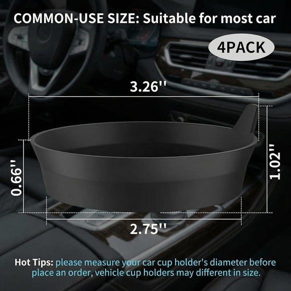 Car Cup Holder Coasters [4 Pack] Silicone Cups Mats Automotive Universal Non-Slip Recessed Interior Accessories Black