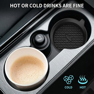 Car Cup Holder Coasters [4 Pack] Silicone Cups Mats Automotive Universal Non-Slip Recessed Interior Accessories Black - 0