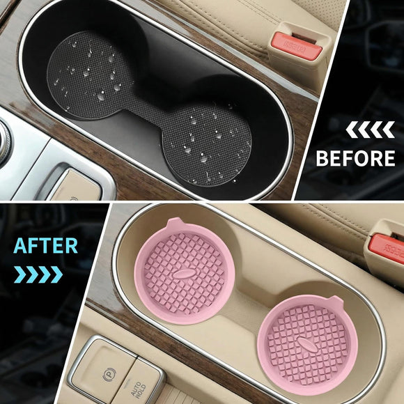 Car Cup Holder Coasters [4 Pack] Silicone Cups Mats Automotive Universal Non-Slip Recessed Interior Accessories Dusty Rose