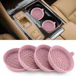 Car Cup Holder Coasters [4 Pack] Silicone Cups Mats Automotive Universal Non-Slip Recessed Interior Accessories Dusty Rose