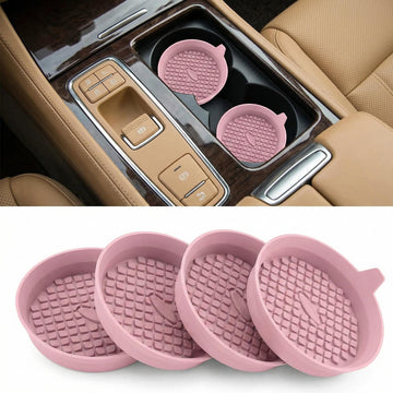 Car Cup Holder Coasters [4 Pack] Silicone Cups Mats Automotive Universal Non-Slip Recessed Interior Accessories Dusty Rose