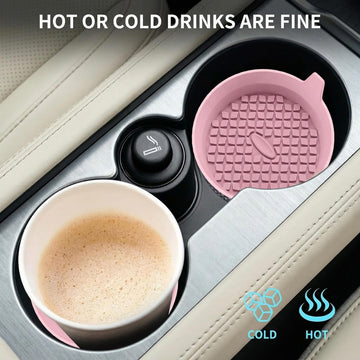 Car Cup Holder Coasters [4 Pack] Silicone Cups Mats Automotive Universal Non-Slip Recessed Interior Accessories Dusty Rose - 0
