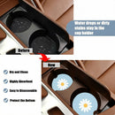 Cup Holders Car Coasters - White Daisy Flower Absorbent Ceramic Coaster Drink Cup Holder Coasters Auto Accessories for Women & Men Pack of 2-7