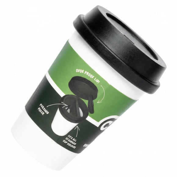 HEMPER Cache Cup: Odor-Proof Car Ashtray with Heat-Resistant Silicone Lid | Discreet for On-the-Go Smokers | Fits All Standard Cup Holders (White)