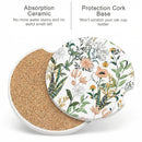 Car Cup Holder Coaster Car Coasters for Cup Holders 4 Pack Universal Anti Slip Insert Absorbent Ceramic Auto Interior Accessories with A Finger Notch & Cork Base Village Road Flowers-6