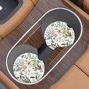 Car Cup Holder Coaster Car Coasters for Cup Holders 4 Pack Universal Anti Slip Insert Absorbent Ceramic Auto Interior Accessories with A Finger Notch & Cork Base Village Road Flowers-1