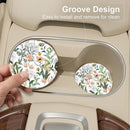 Car Cup Holder Coaster Car Coasters for Cup Holders 4 Pack Universal Anti Slip Insert Absorbent Ceramic Auto Interior Accessories with A Finger Notch & Cork Base Village Road Flowers-2