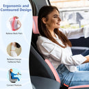 Car Seat Cushion with Neck Pillow & Lumbar Support Kit Back Sciatica Tailbone Pain Relief Car Pillows Ergonomic Memory Foam Back Support for Driving Seat Office Chair Wheelchair Pink-12