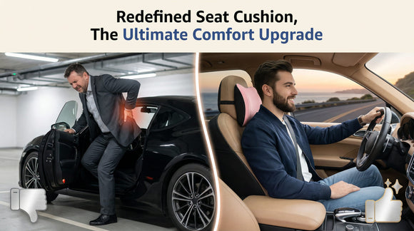 Car Seat Cushion with Neck Pillow & Lumbar Support Kit Back Sciatica Tailbone Pain Relief Car Pillows Ergonomic Memory Foam Back Support for Driving Seat Office Chair Wheelchair Pink