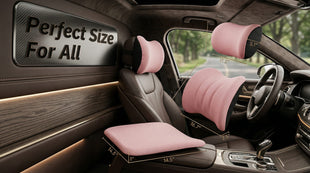 Car Seat Cushion with Neck Pillow & Lumbar Support Kit Back Sciatica Tailbone Pain Relief Car Pillows Ergonomic Memory Foam Back Support for Driving Seat Office Chair Wheelchair Pink