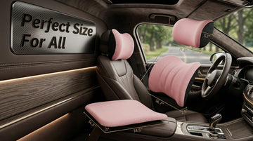 Car Seat Cushion with Neck Pillow & Lumbar Support Kit Back Sciatica Tailbone Pain Relief Car Pillows Ergonomic Memory Foam Back Support for Driving Seat Office Chair Wheelchair Pink - 0