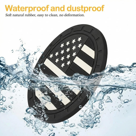 Car Cup Holder Coasters 4 Pack American Flag Insert Car Cup Coaster 2.75 Inch PVC Anti Slip Shockproof Embedded Drink Mat Car Interior Decoration Accessories for SUV Truck (Black)