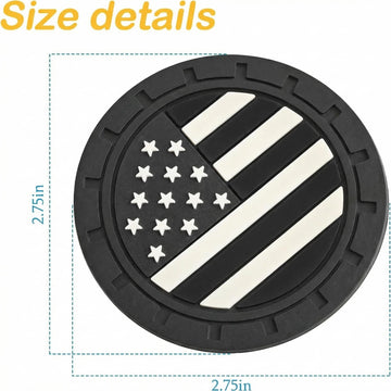 Car Cup Holder Coasters 4 Pack American Flag Insert Car Cup Coaster 2.75 Inch PVC Anti Slip Shockproof Embedded Drink Mat Car Interior Decoration Accessories for SUV Truck (Black) - 0