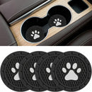 Car Cup Holder Coaster 4 Pack PVC Paw Print Anti Slip Insert Coasters 2.75 Inch Universal Cute Dog Paw Auto Drink Mat Car Interior Accessories Decor for SUV Truck RV and More (Black)-4