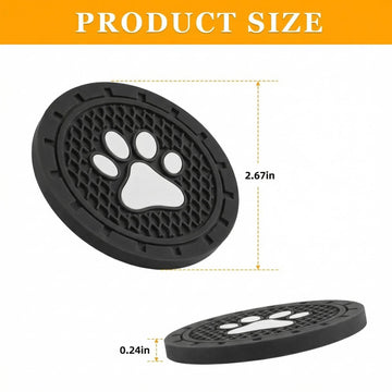 Car Cup Holder Coaster 4 Pack PVC Paw Print Anti Slip Insert Coasters 2.75 Inch Universal Cute Dog Paw Auto Drink Mat Car Interior Accessories Decor for SUV Truck RV and More (Black) - 0