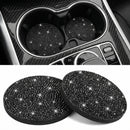 Bling Car Cup Holder Coaster 2 Pack Crystal Rhinestone Anti-Slip Insert Coasters Universal 2.75 Inch Fashion Automotive Cup Mat Car Interior Accessories Decor Gifts for Women (Black)-1