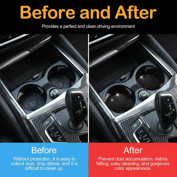 Bling Car Cup Holder Coaster 2 Pack Crystal Rhinestone Anti-Slip Insert Coasters Universal 2.75 Inch Fashion Automotive Cup Mat Car Interior Accessories Decor Gifts for Women (Black)