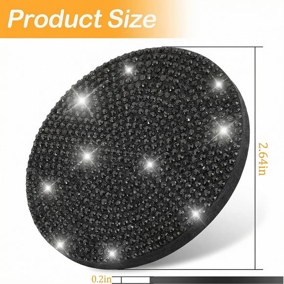 Bling Car Cup Holder Coaster 2 Pack Crystal Rhinestone Anti-Slip Insert Coasters Universal 2.75 Inch Fashion Automotive Cup Mat Car Interior Accessories Decor Gifts for Women (Black)