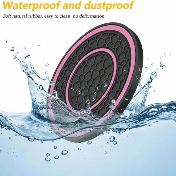 2 Pack Car Coasters for Cup Holder 2.75 Inch No-Slip Anti Dust Insert Coaster Universal Auto Waterproof Coasters Silicon Insulation Cup Mats for Woman Man Suit for Vehicle Interior (Pink)