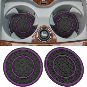 2 Pack Car Coasters for Cup Holder 2.75 Inch No-Slip Anti Dust Insert Coaster Universal Auto Waterproof Coasters Silicon Insulation Cup Mats for Woman Man Suit for Vehicle Interior (Purple)