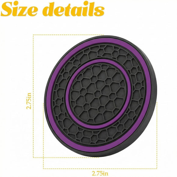2 Pack Car Coasters for Cup Holder 2.75 Inch No-Slip Anti Dust Insert Coaster Universal Auto Waterproof Coasters Silicon Insulation Cup Mats for Woman Man Suit for Vehicle Interior (Purple)