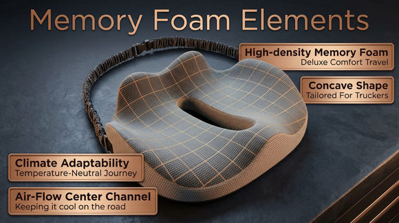 Truck Seat Cushion for Truck Driver Seat Cushion Upgraded Back Support Thick and Firm Memory Foam Pain Relief for Hours of Driving Maximum Tush Comfort and Trucker Approved