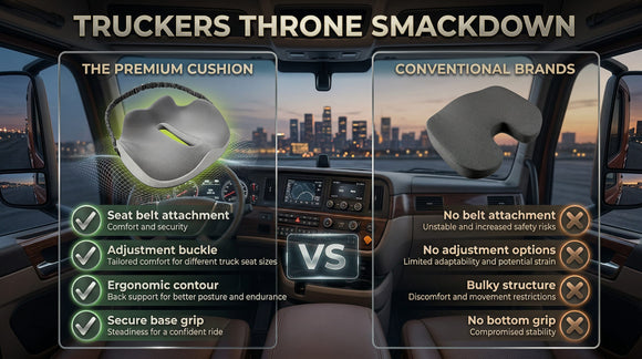 Truck Seat Cushion for Truck Driver Seat Cushion Upgraded Back Support Thick and Firm Memory Foam Pain Relief for Hours of Driving Maximum Tush Comfort and Trucker Approved