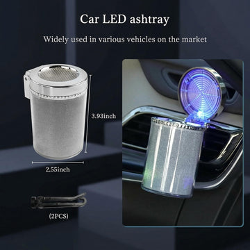 Car Ashtray with Blue LED Light Smell Proof Smokeless Auto Ashtray with Lid Portable Mini Car Trash Can Universal Vehicle Cup Holder Air Vent Ashtray for Car Home Office (Colorful) - 0