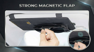 Sun Visor Extender for Car Sun Blocker with Magnetic Sunglass Holder Hanger Clip Ticket Card Organization Pouches Side Sunshade Visor Organizer Accessories Black - 0