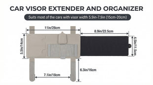 Sun Visor Extender for Car Sun Blocker with Magnetic Sunglass Holder Hanger Clip Ticket Card Organization Pouches Side Sunshade Visor Organizer Accessories Gray