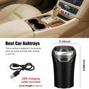 Car Ashtray with Lid Detachable USB Rechargeable Auto Cigarette Lighter with Blue LED Light Portable Smell Proof Stainless Car Ash Tray Mini Automotive Trash Can (Silver)-6