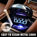 Car Ashtray with Lid Detachable USB Rechargeable Auto Cigarette Lighter with Blue LED Light Portable Smell Proof Stainless Car Ash Tray Mini Automotive Trash Can (Silver)-5