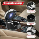 Car Ashtray with Lid Detachable USB Rechargeable Auto Cigarette Lighter with Blue LED Light Portable Smell Proof Stainless Car Ash Tray Mini Automotive Trash Can (Silver)-3