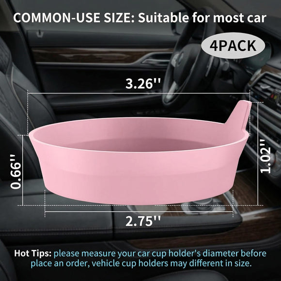 Car Cup Coasters [4 Pack] Silicone Cars Coasters - Universal Non-Slip Recessed Interior Accessories - Cup Holder Inserts Dusty Rose
