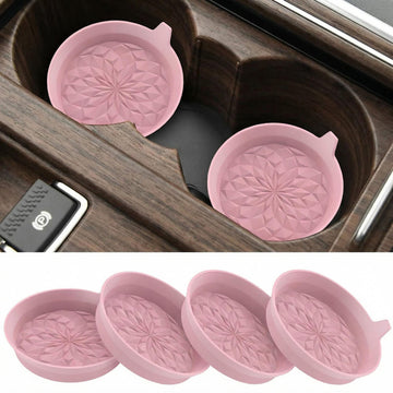 Car Cup Coasters [4 Pack] Silicone Cars Coasters - Universal Non-Slip Recessed Interior Accessories - Cup Holder Inserts Dusty Rose
