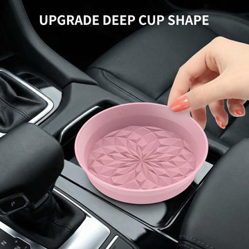 Car Cup Coasters [4 Pack] Silicone Cars Coasters - Universal Non-Slip Recessed Interior Accessories - Cup Holder Inserts Dusty Rose - 0