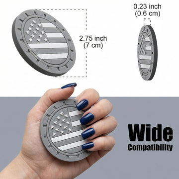 Car Cup Holder Coasters 4 Pack - American Flag 2.75 Inch Anti Slip Shockproof Drink Mat - Vehicle Interior Decor Accessories Grey - 0