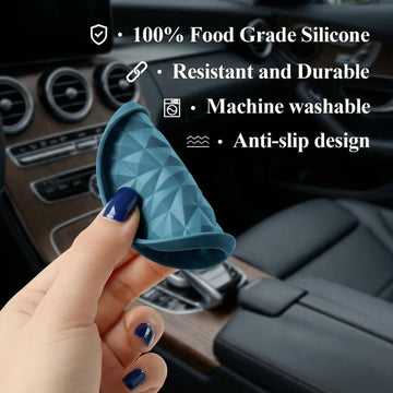Car Coasters Silicone [4 Pack] 2.75in Universal Mats Non-Slip Embedded Car Interior Accessories Car Cup Holders Insert Coasters DecorDark Blue - 0