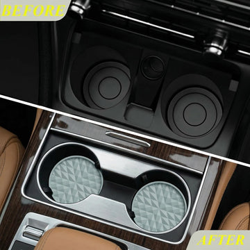 Car Coasters Silicone [4 Pack] 2.75in Universal Mats Non-Slip Embedded Car Interior Accessories Car Cup Holders Insert Coasters DecorLight Blue