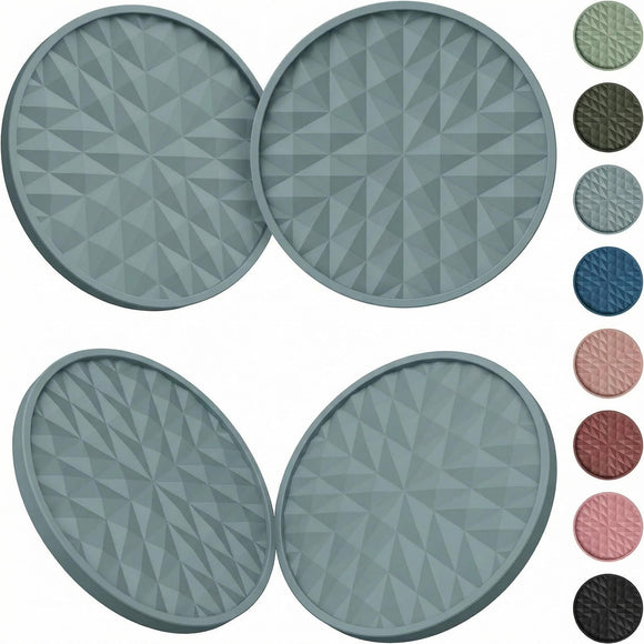 Car Coasters Silicone [4 Pack] 2.75in Universal Mats Non-Slip Embedded Car Interior Accessories Car Cup Holders Insert Coasters DecorLight Blue