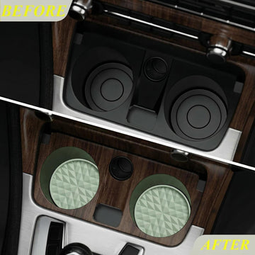 Car Coasters Silicone [4 Pack] 2.75in Universal Mats Non-Slip Embedded Car Interior Accessories Car Cup Holders Insert Coasters DecorSage Green