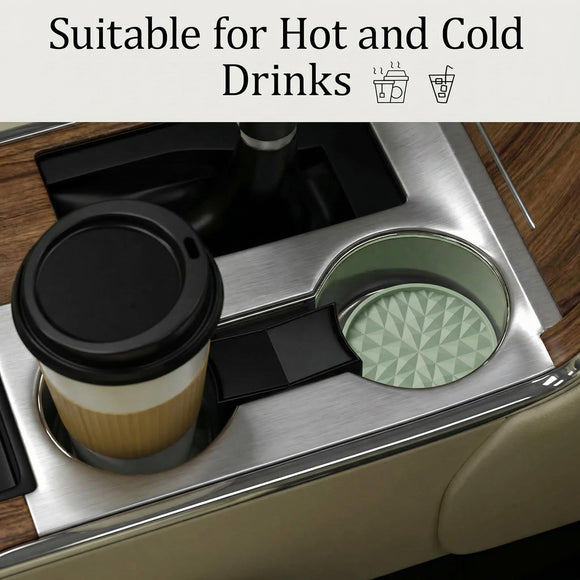 Car Coasters Silicone [4 Pack] 2.75in Universal Mats Non-Slip Embedded Car Interior Accessories Car Cup Holders Insert Coasters DecorSage Green