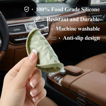 Car Coasters Silicone [4 Pack] 2.75in Universal Mats Non-Slip Embedded Car Interior Accessories Car Cup Holders Insert Coasters DecorSage Green - 0