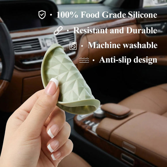 Car Coasters Silicone [4 Pack] 2.75in Universal Mats Non-Slip Embedded Car Interior Accessories Car Cup Holders Insert Coasters DecorSage Green