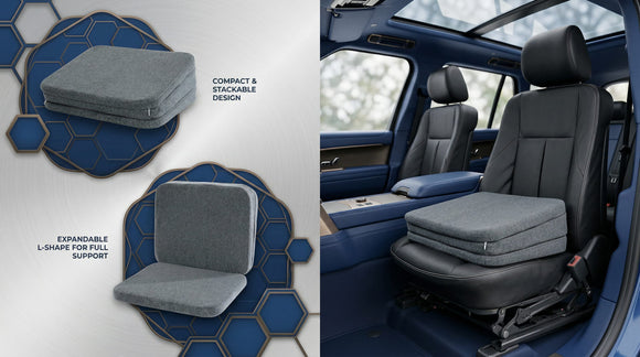 Adjustable Car Booster Seat for Short Drivers 3 Heights for Different People Adult Car Seat Cushions for Driving Supportive Car Seat Pad for Lower Back Pain Reduce (17x13.8x6.3 Grey)