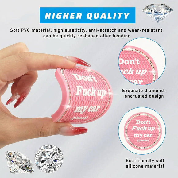 4 PCS Bling Car Cup Coaster 2.75 Inch Anti-Slip Cup Holder Insert Coasters Universal Crystal Rhinestone Auto Drink Car Cup Mat Interior Car Accessories for Women Girls (Pink)