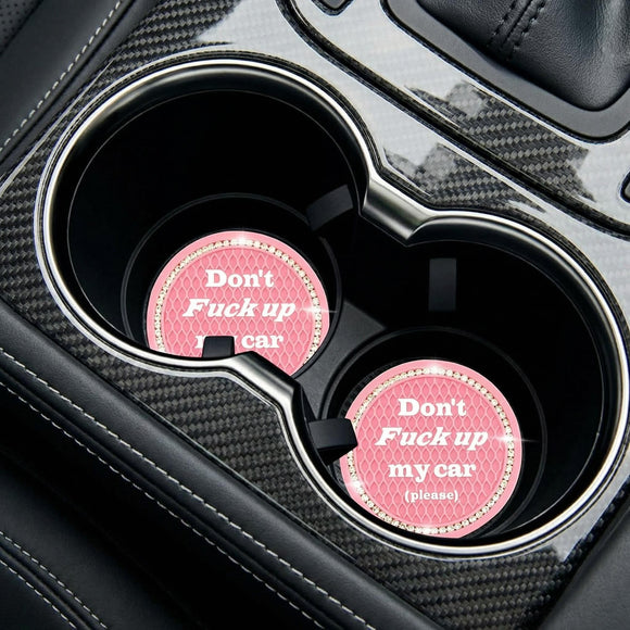 4 PCS Bling Car Cup Coaster 2.75 Inch Anti-Slip Cup Holder Insert Coasters Universal Crystal Rhinestone Auto Drink Car Cup Mat Interior Car Accessories for Women Girls (Pink)