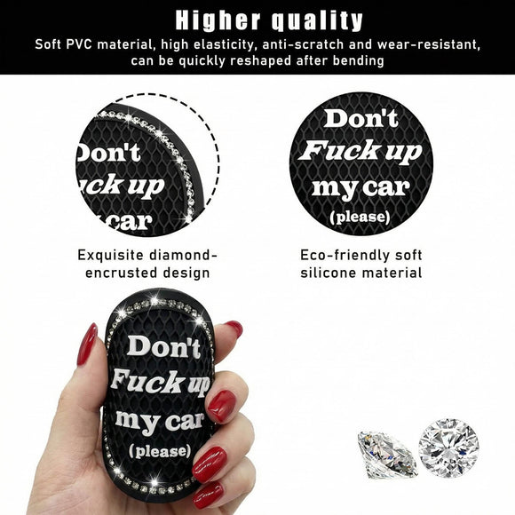 2 Pack Bling Car Cup Holder Coaster 2.75 Inch Anti-Slip Auto Insert Cup Coaster Crystal Car Drink Cup Mat Perfect for Women Girls Universal Interior Decor Accessories (Black)
