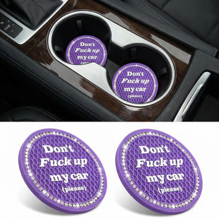 2 Pack Bling Car Cup Holder Coaster 2.75 Inch Anti-Slip Auto Insert Cup Coaster Crystal Car Drink Cup Mat Perfect for Women Girls Universal Interior Decor Accessories (Purple)