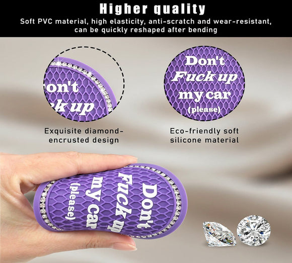 2 Pack Bling Car Cup Holder Coaster 2.75 Inch Anti-Slip Auto Insert Cup Coaster Crystal Car Drink Cup Mat Perfect for Women Girls Universal Interior Decor Accessories (Purple)